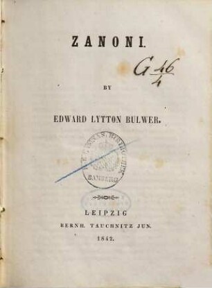 Zanoni : [in one volume]