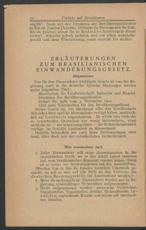 Erläuterungen zum brasilianischen Einwanderungsgesetz.