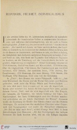 Romantik, Freiheit, Individualismus