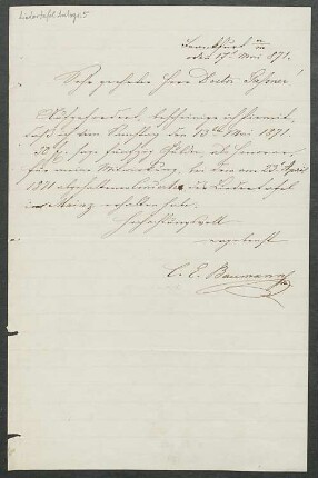 Brief von C. E. Baumann an Heinrich Gaßner