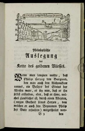 Philosophische Auslegung der Kette des goldenen Vliesses.