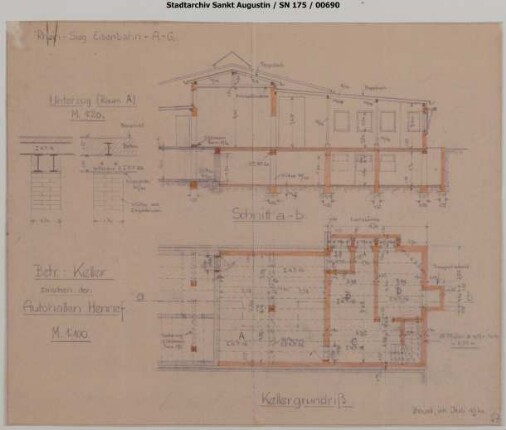Hennef, Kraftwagenhof, Keller zwischen den Autohallen