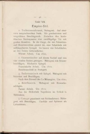 Tafel VII. Empire-Stil.