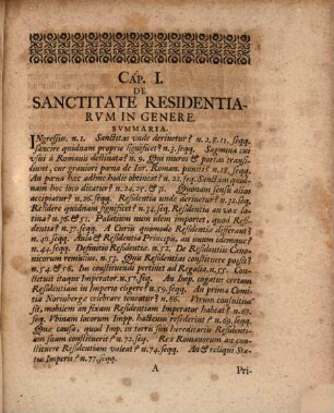 Dissertationem Ivridicam, De Sanctitate Residentiarvm