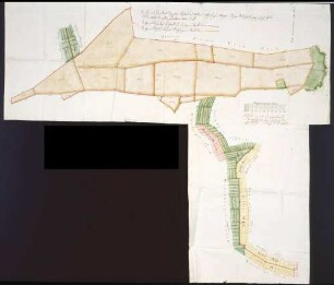 Ab- und Aufteilung des gemeinsamen Viehtriebs zwischen den Gemeinden Ursendorf und Enzkofen Maßstab ca. 1 : 2000 Zeichner: Joseph Musch col. handgez. Karte T-förmig aus zwei Blättern zusammengeklebt
