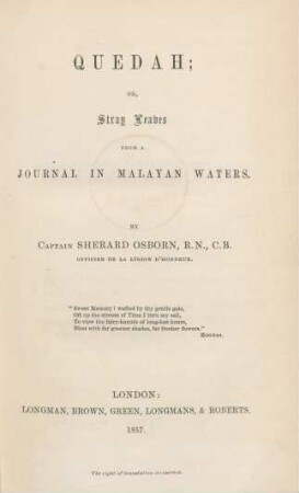 Quedah; or, stray leaves from a journal in Malayan waters