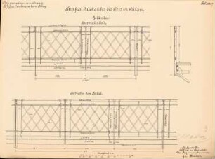 Oderbrücke, Ohlau: Geländer: Ansichten, Schnitt 1:10