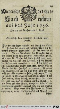 Den 22. des Brachmonats. L. Stück