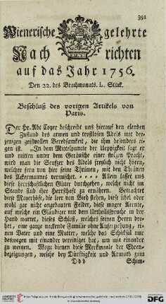 Den 22. des Brachmonats. L. Stück