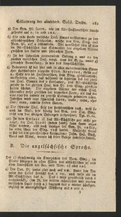 B. Die angelsächsische Sprache.