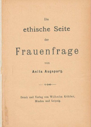Die ethische Seite der Frauenfrage