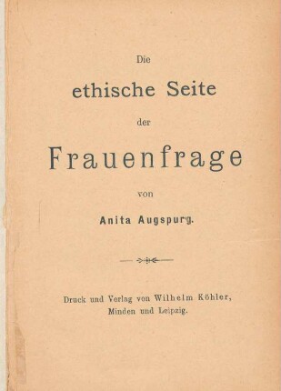 Die ethische Seite der Frauenfrage