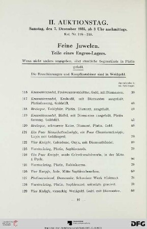 II. Auktionstag: Samstag, den 7. Dezember 1935, ab 3 Uhr nachmittags (Nr. 116-218)