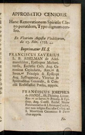 4r-4v, Approbatio Censoris; Facultas & Approbatio