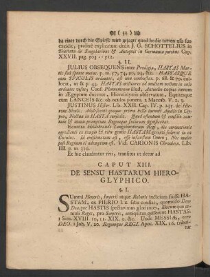 Caput XIII. De Sensu Hastarum Hieroglyphico