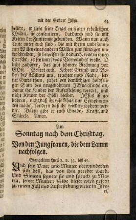 63-75, Am Sonntag nach dem Christtag.