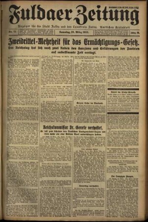 Ausgabe vom Samstag, den 25. März 1933.