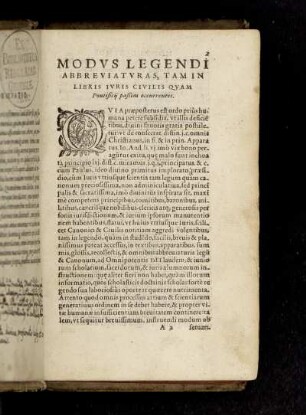 Modus Legendi abbreviaturas, tam in libris iuris civilis quam Pontificii paßim occurrentes