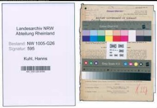 Entnazifizierung Hanns Kuhl , geb. 28.04.1895 (Steuerhelfer)