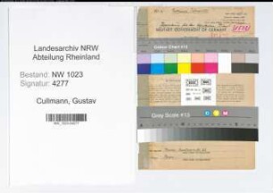 Entnazifizierung Gustav Cullmann , geb. 20.05.1887 (Kripobeamter)