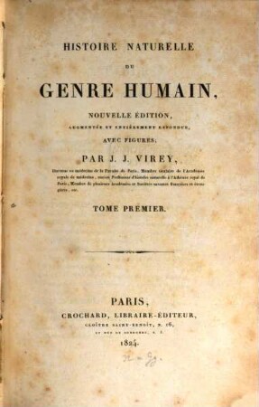 Histoire naturelle du genre humain, 1