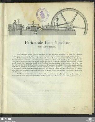Horizontale Dampfmaschine mit Condensation