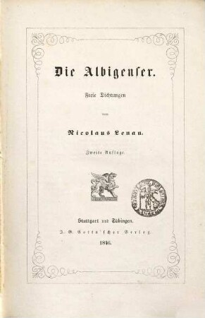 Die Albigenser : freie Dichtungen