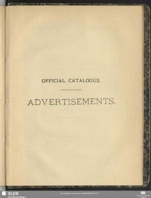 Official Catalogue. Advertisements