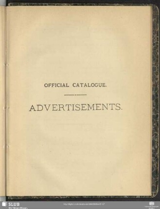 Official Catalogue. Advertisements