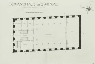 Zwickau, Gewandhaus, Grundriß 1. Obergeschoß (Zustand um 1854), Rekonstruktion