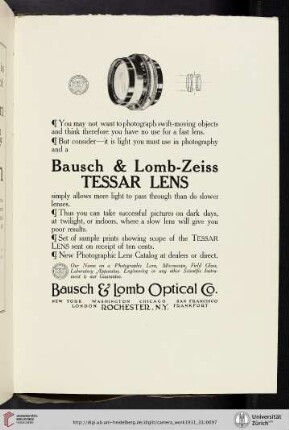 Bausch & Lomb Optical Co. [Bausch & Lomb-Zeiss Tessar Lens]