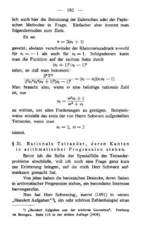 § 31. Rationale Tetraeder, deren Kanten in arithmetischer Progression stehen