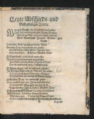 Letzte Abschieds- und Gesegnungs-Worte.