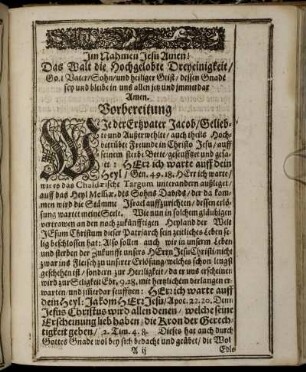 Vorbereitung; Text; Eingang; Wunsch; Erster Theil; Gebrauch; Der ander Theil; Gebrauch; Dritter Theil; Gebrauch.