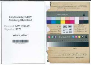 Entnazifizierung Alfred Wieck , geb. 30.08.1901 (Lehrer)