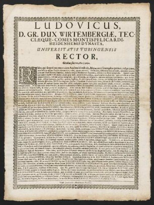 Ludovicus, D. Gr. Dux Wirtembergiae, Tecciaeque...