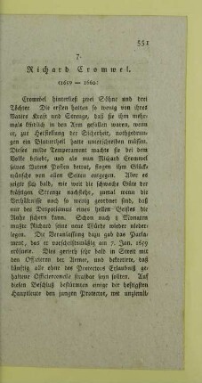7. Richard Cromwel. (1659 - 1660.)
