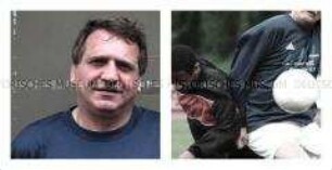 Doppelbild: Porträt und zwei Fußballspieler (Prämiertes Foto Sonderthema: Fußball-Fieber)