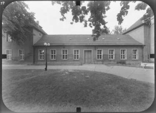 Hohenprießnitz (Zschepplin-Hohenprießnitz). Schloß Hohenprießnitz (1699-1702; H. Korb). Rechter Seitenflügel. Hofansicht von Nordwest