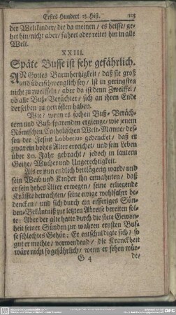 XXIII. Späte Busse ist sehr gefährlich