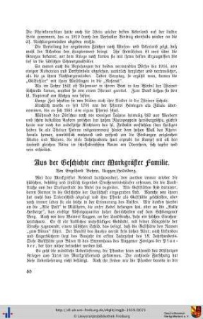 Aus der Geschichte einer Markgräfler Familie