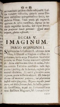 Decas V. Imaginum.