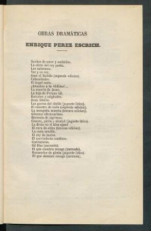 Obras dramáticas Enrique Pérez Escrich
