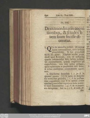 Tit. XIII. De extraordinariis cognitionibus, & si iudex litem suam fecisse diceretur.