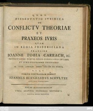 Dissertatio Ivridica De Conflictv Theoriae Et Praxeos Ivris