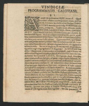 Vindiciae Programmatis Caloviani.