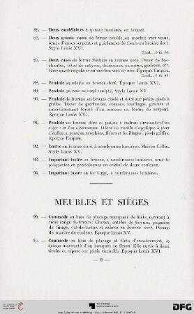 Meubles et sièges (Nr. 95-143)