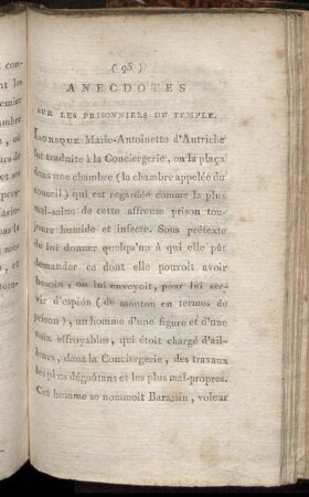 Anecdotes sur les Prisonniers du Temple. - Le Départ de Marie-Thérèse-Charlotte.