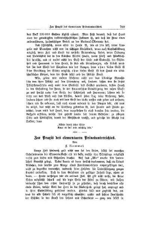 Zur Praxis des elementaren Privatunterrichtes