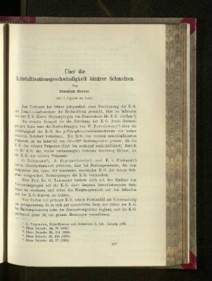 Über die Kristallisationsgeschwindigkeit binärer Schmelzen